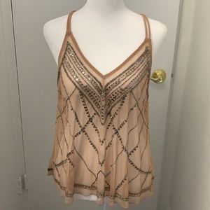 Sheer sequin tank